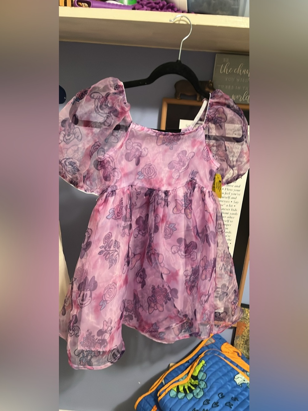 Disney Pink and Purple Floral Organza Girls Top